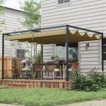 Pergola Trädgårdspaviljong med Justerbart Tak Khaki av Stål för Terrass och Trädgård Fristående Solskydd 4 x 3 m