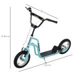 Sparkcykel med Luftdäck för Barn, Robust Skoter med Handbroms, Säker Körning på Alla Underlag, Blå, 120 x 58 x 75-80 cm, 5 år+