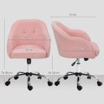 Ergonomisk Hemkontorsstol med Gungfunktion i Teddy Velvet Look, Rosa, 56x61x86 cm