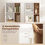 Bokhylla Stor Vit MDF för Vardagsrum och Kontor Fristående Hylla med 4 Öppna Hyllplan och 2 Skåp Modern Design 176 cm