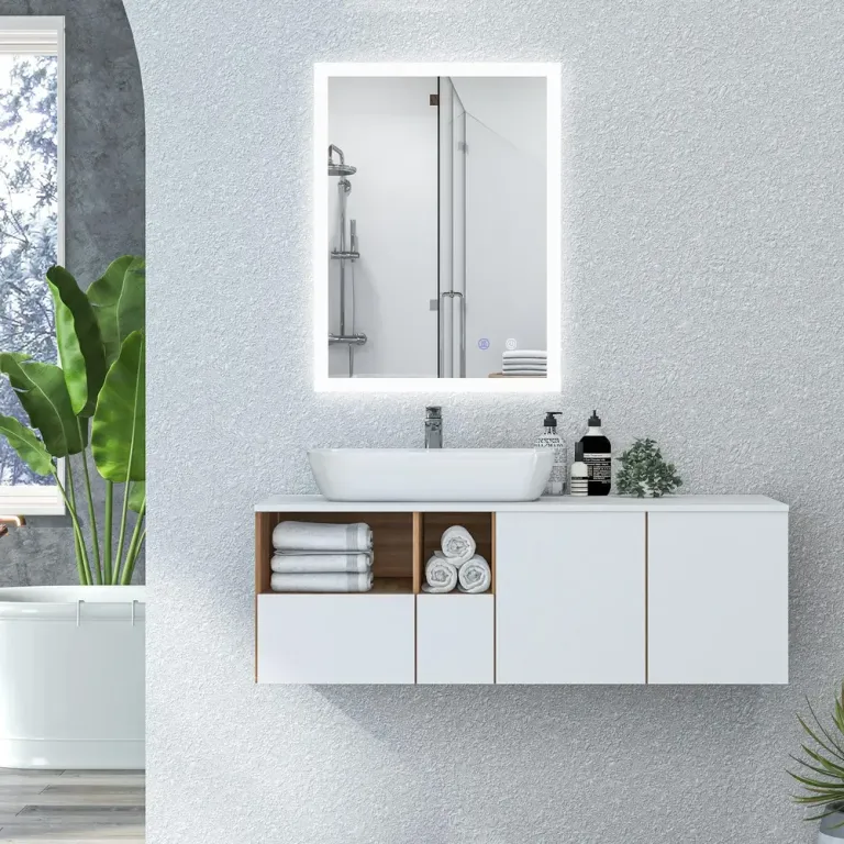 LED-Badrumsspegel Bakgrundsbelyst Pekfunktion 80 x 60 cm