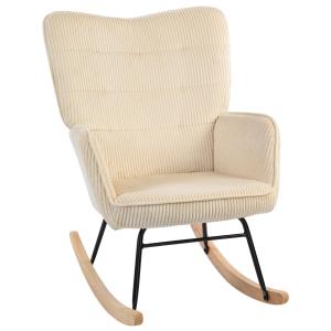 Gungstol Relaxstol Beige av Manchesterlook och Trä för Sovrum Bekväm Fåtölj med Medar