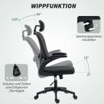 Ergonomisk Kontorsstol med Fällbara Armstöd och Justerbart Svankstöd, Svart