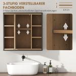 Spegelskåp för Badrum med 6 Öppna Fack och 3-stegshylla för Väggmontering Hållbar och Stabil Natur Ekoptik Spånskiva och Glas