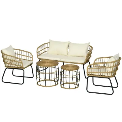 Trädgårdsmöbler Sittgrupp Beige av Rotting och Metall