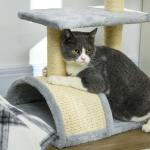 Kattträd 72 cm med Plyschbollar, Sisalstolpar, Plattform och Skrapbräda, Ljusgrå