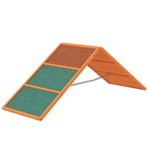 Dog Agility Bridge Vikbro med Halkfri Yta Höjdjusterbar Orange av Trä och Plast för Hundar och Trädgård Agility-Utrustning 173 x 59 x 66 cm