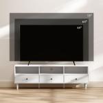 TV-Bänk TV-Skåp Lowboard Vit av Trä för Vardagsrum TV-Bord med 3 Öppna Fack och Lådor upp till 75 Tum 140 x 34 x 45 cm