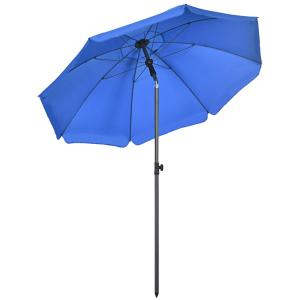 Parasoll Uteplatsparaply Blå av Stål och Polyester för Trädgård och Balkong med UV-skydd och Justerbar Lutning 8 Stag Marknadsparaply 180 cm