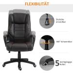 Kontorsstol med Massagefunktion, Höj- och Sänkbar Chefsstol, Ergonomisk Snurrstol, 6 Vibrationspunkter, Brun