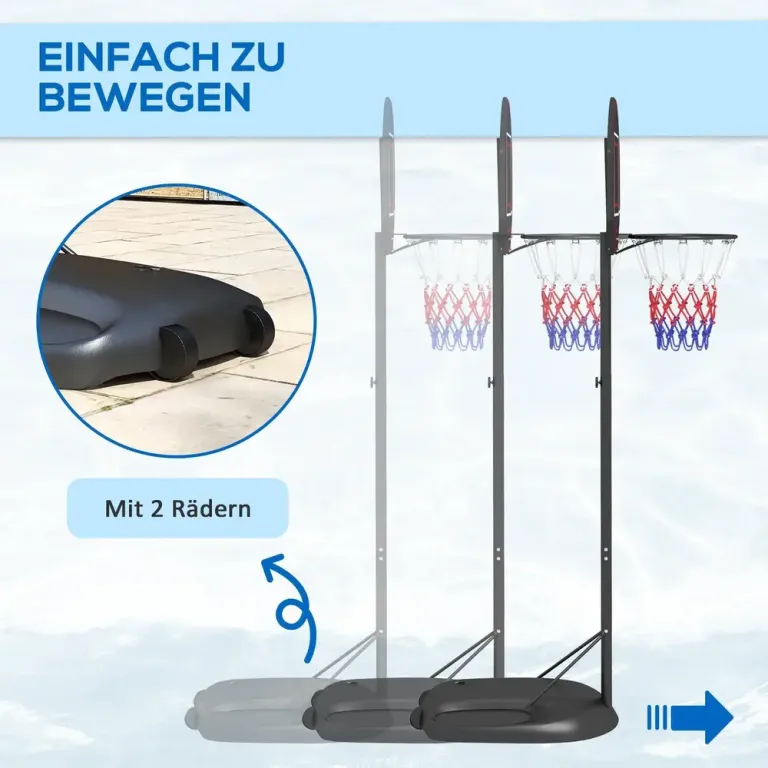 Basketkorg Basketstativ Svart av Stål 221-282 cm