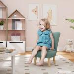 Barnfåtölj Barnstol Rosa av Tyg med Sammetslook och Trä för Barnrum och Lekrum Bekväm Stol för Barn 3-7 År