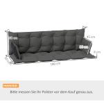3-Sits Bänkdyna 180X110X8 Cm Bänkdyna Med Knytband, Sittdyna, Stolsdyna Utomhus/İnomhus, Sittdyna, Sittdyna, Bänkdyna För Trädgårdsmöbler, Verandagunga, Mörkgrå + Svart