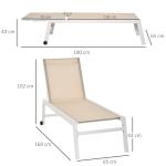 Justerbar Solsäng i Aluminium, Bekväm Solstol med 5 Lägen, Väderbeständig Utemöbel för Trädgård och Pool, Krämvit, 169 x 65 x 102 cm