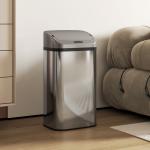 Sensor Papperskorg för Kök eller Kontor med Automatisk Stängning i Rostfritt Stål, Silver 48 L