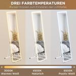 Helfigursspegel Väggspegel Vit av Glas och Metall för Sovrum med LED Belysning 3 Ljusfärger Touchknapp 40 x 150 cm