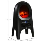 Värmefläkt med LED-Eld, Elektrisk Kamin med Timer och 3 Lägen, Säkert Överhettningsskydd och Tippskydd, Svart, 33,7 x 25,5 x 60,4 cm, 2000 W