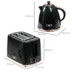 Vattenkokare och Brödrostset, 1,7 L med LED-indikatorer och Flera Lägen, Svart