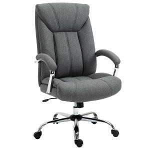 Kontorsstol med Gungfunktion, Ergonomisk Stol med Vadderade Armstöd och Nackstöd, Höj- och Sänkbar Skrivbordsstol, Nylon, Grå, 65 x 78 x 110–118 cm