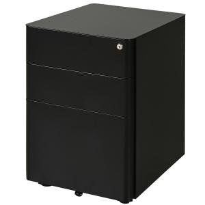 Rullcontainer Mobilt Arkivskåp 3 Lådor Kontorsskåp Stål för Hemmakontor Svart 39 X 48 X 59 Cm