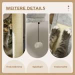 Skrapstolpe Kattträd Beige av Sisal och Plysch för Kattälskare med Kattgrotta och Hängande Säng 2 Plattformar Lekboll 141,5 cm