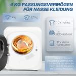 Kompakt Torktumlare med UV-desinfektion och Rostfritt Stål, 4 kg Kapacitet, Vit