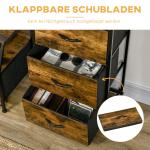 Byrå Förvaringsskåp med 3 Lådor Rustik Brun av Tyg och Stål för Sovrum och Vardagsrum Byrå med Metallram