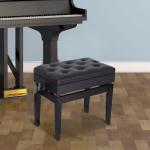 Höjdjusterbar Pianopall med Dolt Förvaringsutrymme, Konstläderkudde, Keyboardbänk för Klaviatur, 54,5 x 33 x 48–58 cm, Svart