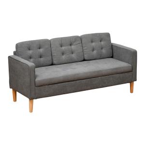 3-Sitsig Soffa i Modern Design, Rymlig Tygsoffa med Avtagbara Dynor, Stabil Träram och Bekväm Stoppning, Grå, 166,5 x 62 x 82 cm