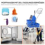 Städvagn Moppvagn med Vridare Blå av Plast för Hushåll och Städning Vagn med Hink 25 l