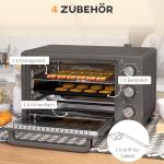 Miniugn Bordsugn med Grillgaller Grå av Rostfritt Stål för Kök Liten Ugn med Timer och Bakplåt 21 l 1400 W
