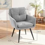 Fåtölj Modern Ljusgrå Linnetyg och Metall för Vardagsrum och Sovrum Stoppad Stol med Svarta Ben Elegant Design