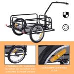 Cykelsläp Lastvagn 40 Kg Lastkapacitet med Fällkoppling Robust Transportvagn för Cykel Svart 155 X 71,5 X 77 Cm