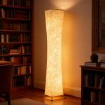 Golvlampa Papper Vit Papper och Metall för Vardagsrum och Sovrum Modern Lampa med Fotströmbrytare och Mjukt Ljus 3 Lägen