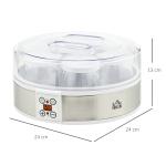 Yoghurtmaskin med 7 Glas, Rostfritt Stål, Silver + Vit, 24 x 24 x 13 cm