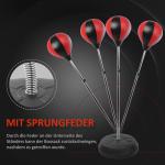 Stansbollset Boxningsboll Röd Svart Konstläder Höjdjusterbart Stativ med Handskar och Pump 125-145 Cm
