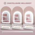 Sminkspegel Bordsspegel med LED Belysning Vit av Metall och Glas för Sovrum 360° Vridbar Spegel med Touchkontroll 33 x 44,5 cm