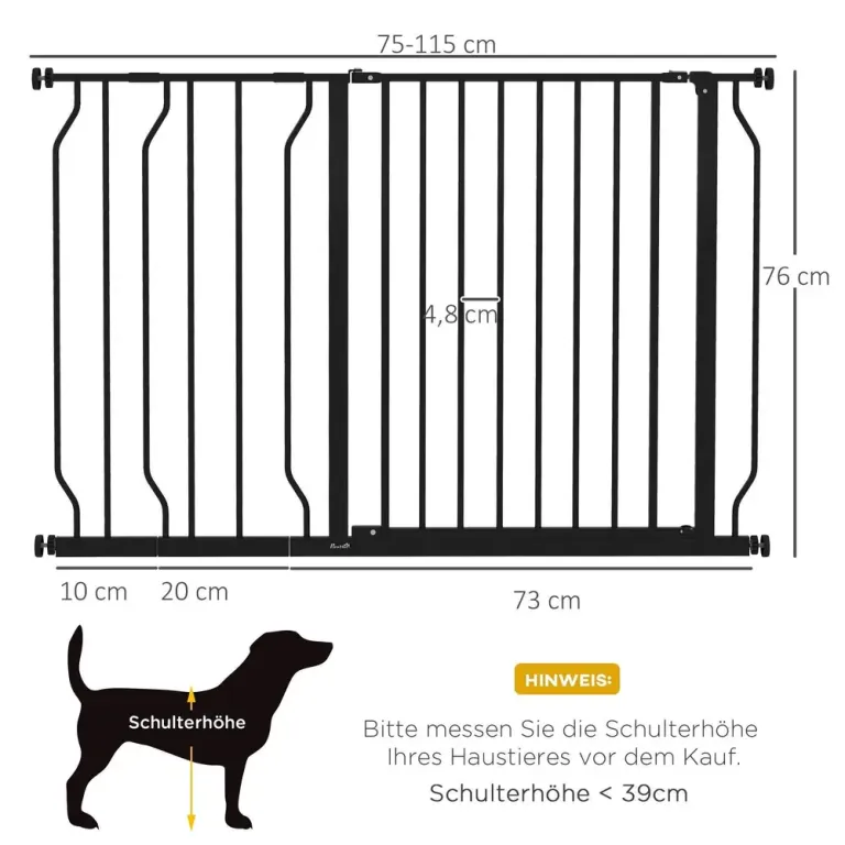 Hundgrind för Spännfäste Justerbar Bredd Svart