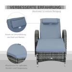 Mobil Solsäng i Konstrotting, Justerbar Solstol på Hjul med Bekväm Dyna, Väderbeständig Design för Trädgård och Pool, Grå, 200 x 73 x 30-103 cm