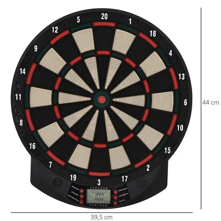 Elektronisk Darttavla för 8 Spelare med 6 Pilar, Svart