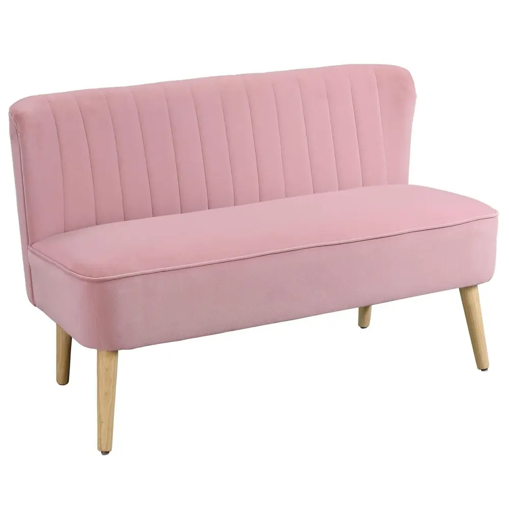 2-Sitsig Soffa i Rosa Sammet 117 x 56,5 x 77 Cm