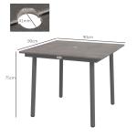 Trädgårdsbord Matbord Mörkgrå av HDPE och Stål för Uteplats Fyrkantigt Bord för 4 Personer med Paraplyhål 90 x 90 x 75 cm