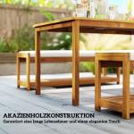 3-delat Trädgårdsmöbelset med Matbord, Paraplyhål och 2 Bänkar i Teak, Teak, 150x85x75 cm