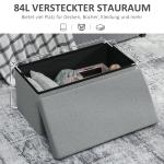Stoppad Förvaringspall med Lock och Förvaringsutrymme för Vardagsrum och Sovrum, Mörkgrå