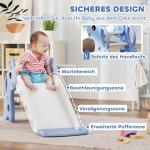 Barnrutschkana Rutschkana 3-i-1 Blå av Plast för Inomhus Småbarnsrutschkana med Basketkorg 106 x 51,5 x 52 cm