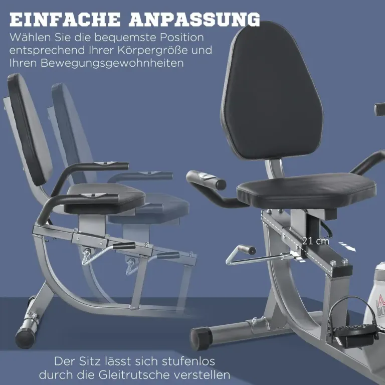 Liggande Motionscykel med LCD-Skärm 8 Nivåer Magnetiskt