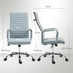 Kontorsstol Skrivbordsstol Ergonomisk Ljusgrå av Konstläder för Kontor Höj- och Sänkbar Snurrstol med Vippfunktion och Armstöd