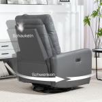 Relaxfåtölj TV-Stol Elektrisk Grå av Tyg för Vardagsrum Vridbar Vilstol med Gungfunktion och USB Portar