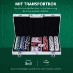Pokerset Prisvärd Silver Aluminium för Spelkväll med 300 Marker och Tillbehör i Låsbart Fodral för Texas Holdem och Blackjack