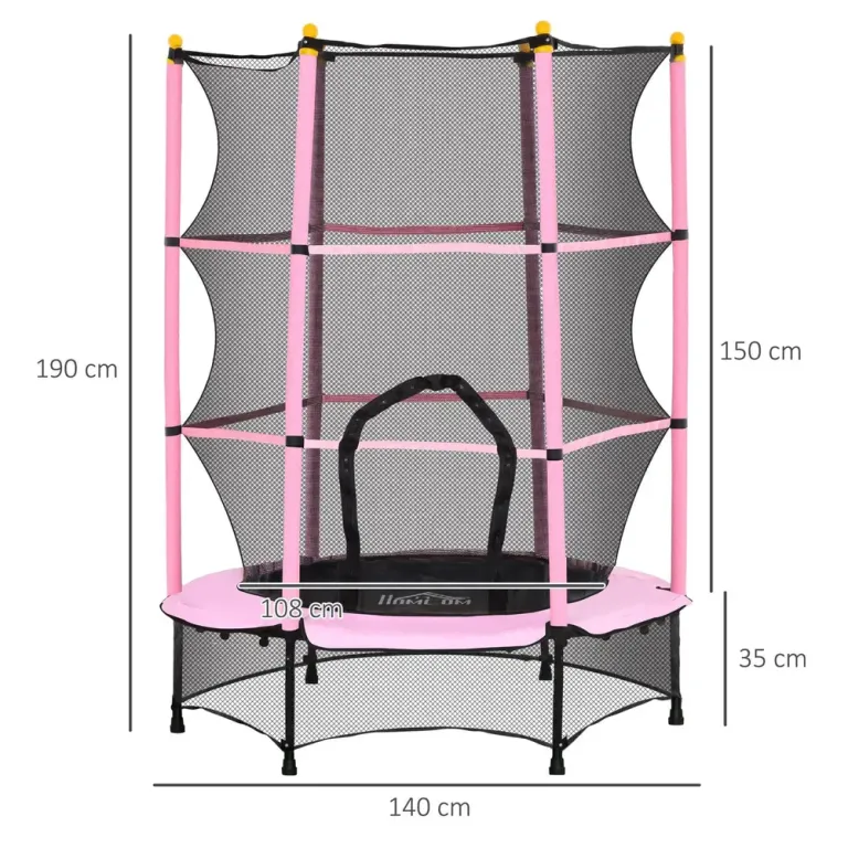 Barnstudsmatta Trädgårdstrampolin Rosa av Metall 140 Cm